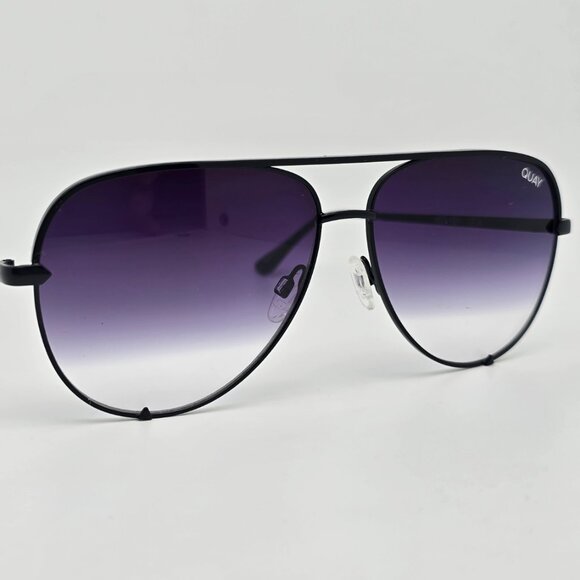 Quay Australia High Key Black Frame Fade Lens Large Aviator Sunglasses 63-18-140 main image 11